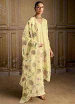 Bamber Silk Yellow Traditional Wear Embroidery Work Straight Suit